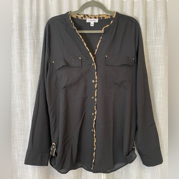 Calvin Klein Sheer button down blouse by size large - Picture 1 of 8